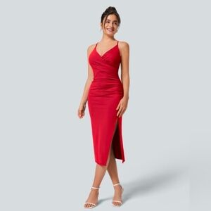 HALARA Vibrant Red Midi Dress